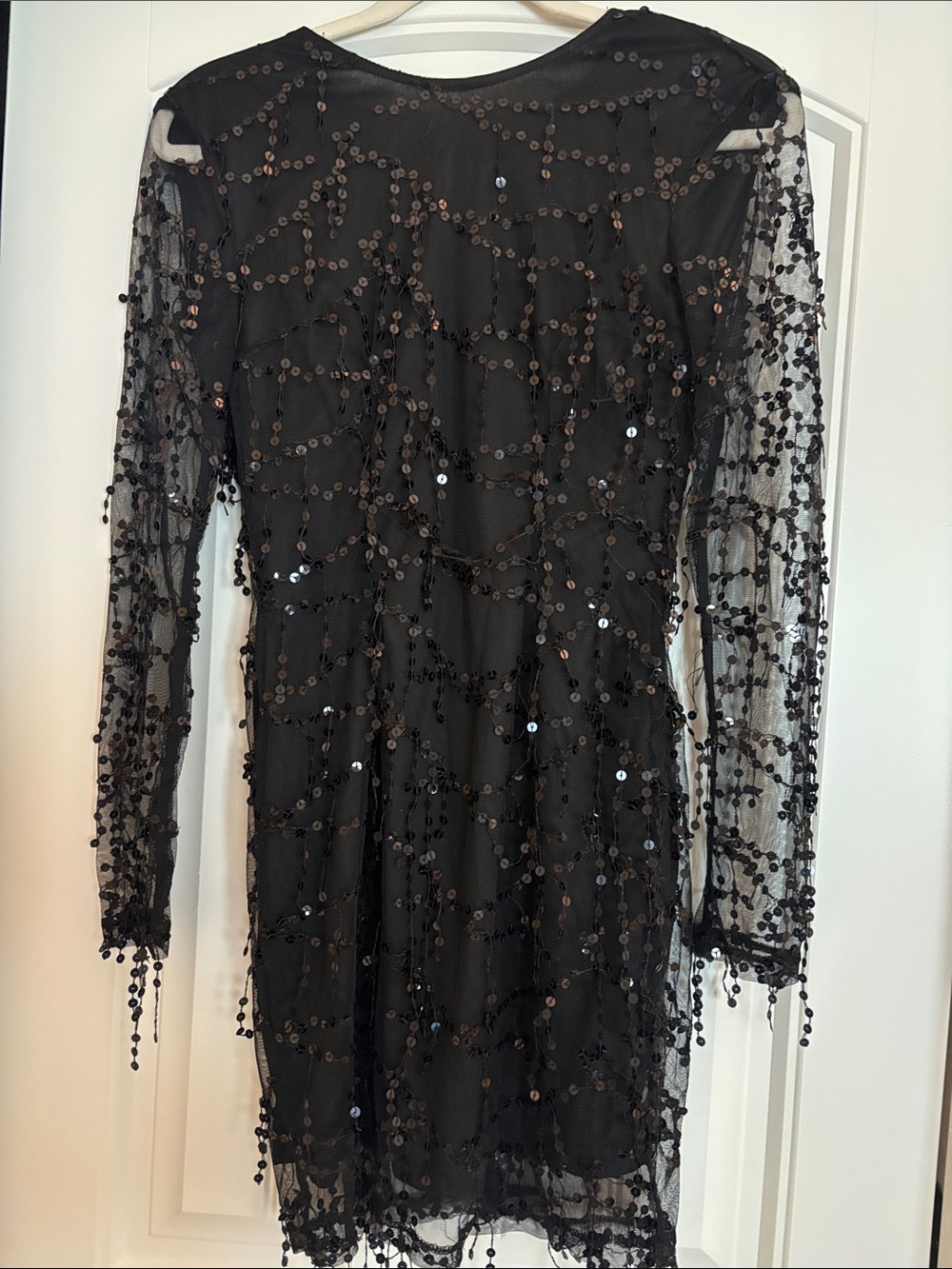 PrettyLittleThing Black Long Sleeve Sequin Mesh Dress